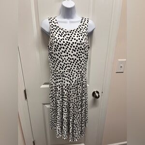LOFT Fit & Flare sleeveless dress polka dot Medium